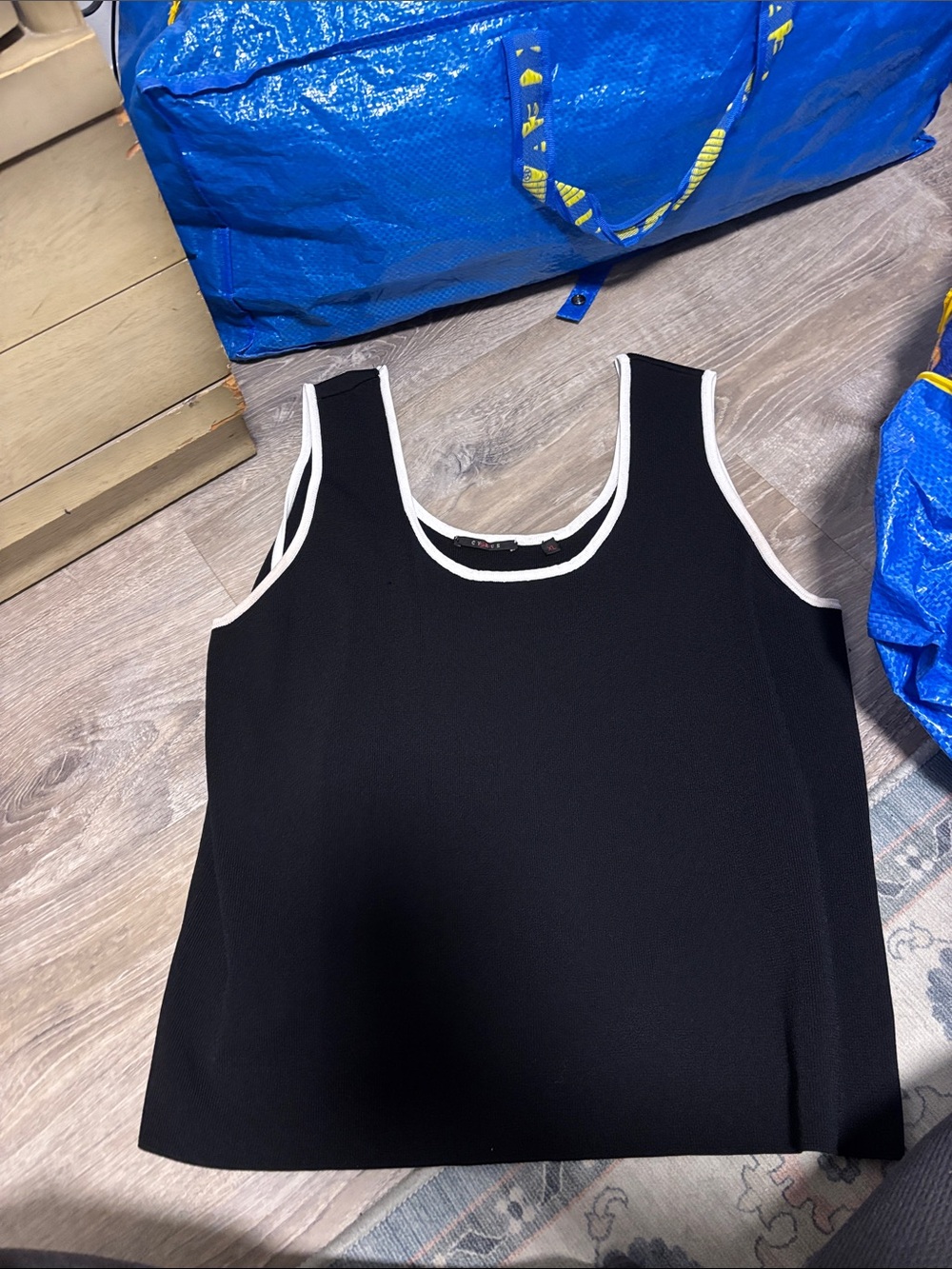 Cyrus Black Tank Top with White Trim